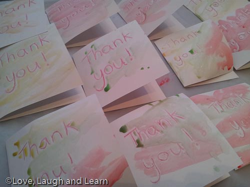 wax resist thank you cards